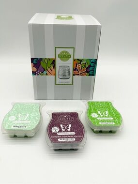 Scentsy Warmer Ocean Ombre Blue Retired & 3 Scentsy Wax Bars New